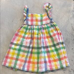 Mini Boden 6-7  Colorful Plaid Dress with Ruffle straps